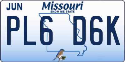 MO license plate PL6D6K