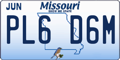 MO license plate PL6D6M
