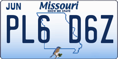 MO license plate PL6D6Z