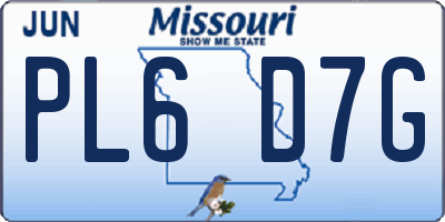 MO license plate PL6D7G