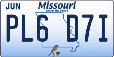 MO license plate PL6D7I