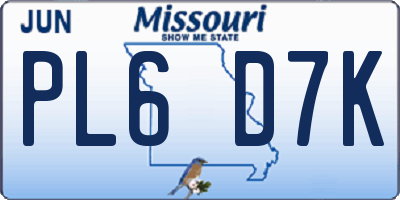 MO license plate PL6D7K