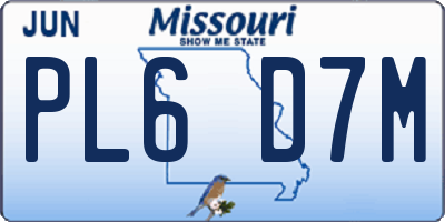 MO license plate PL6D7M