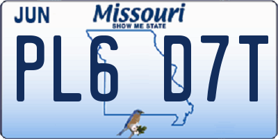 MO license plate PL6D7T