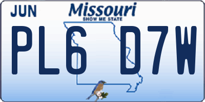 MO license plate PL6D7W