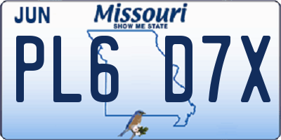MO license plate PL6D7X