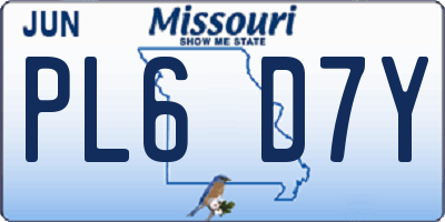 MO license plate PL6D7Y