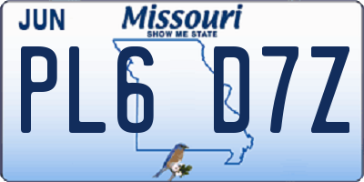 MO license plate PL6D7Z