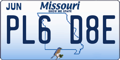 MO license plate PL6D8E