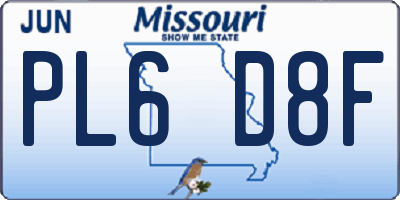 MO license plate PL6D8F