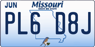 MO license plate PL6D8J