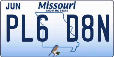 MO license plate PL6D8N