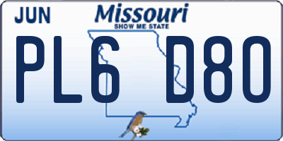 MO license plate PL6D8O