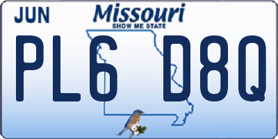MO license plate PL6D8Q