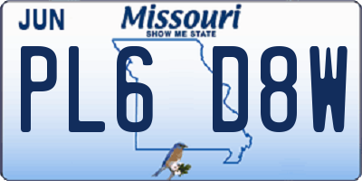 MO license plate PL6D8W