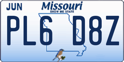 MO license plate PL6D8Z