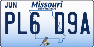 MO license plate PL6D9A