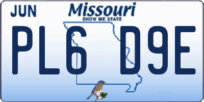 MO license plate PL6D9E