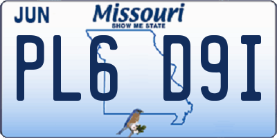 MO license plate PL6D9I