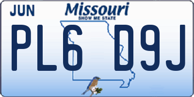 MO license plate PL6D9J