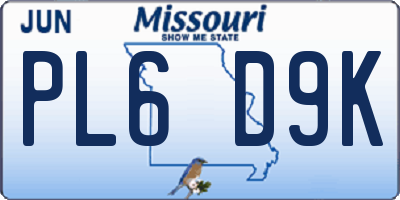 MO license plate PL6D9K