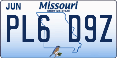 MO license plate PL6D9Z