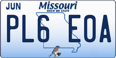 MO license plate PL6E0A