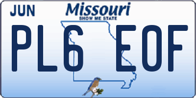 MO license plate PL6E0F