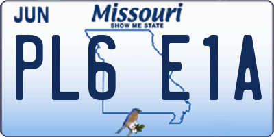 MO license plate PL6E1A