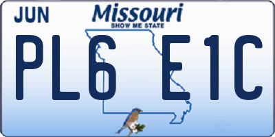 MO license plate PL6E1C