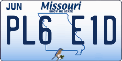 MO license plate PL6E1D