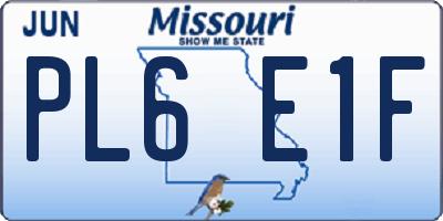 MO license plate PL6E1F