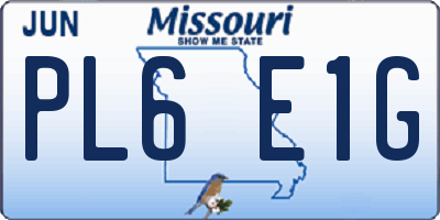 MO license plate PL6E1G