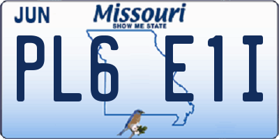MO license plate PL6E1I