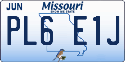 MO license plate PL6E1J