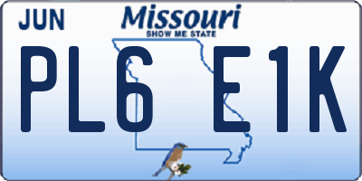 MO license plate PL6E1K