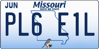 MO license plate PL6E1L