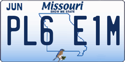 MO license plate PL6E1M