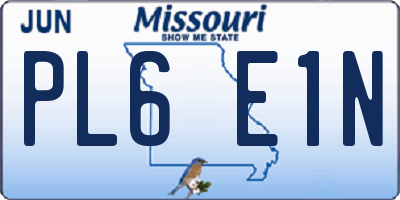 MO license plate PL6E1N