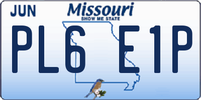 MO license plate PL6E1P