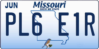 MO license plate PL6E1R