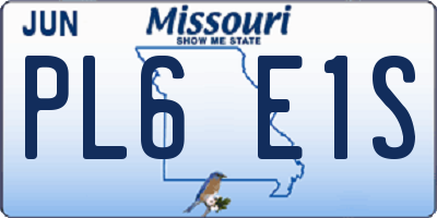 MO license plate PL6E1S