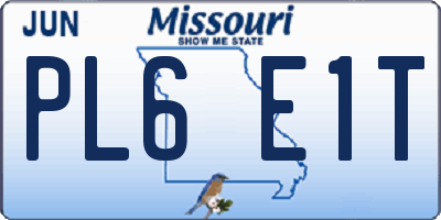 MO license plate PL6E1T