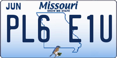 MO license plate PL6E1U