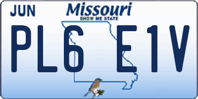 MO license plate PL6E1V