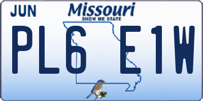 MO license plate PL6E1W