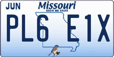 MO license plate PL6E1X