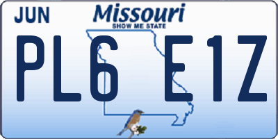 MO license plate PL6E1Z