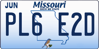 MO license plate PL6E2D