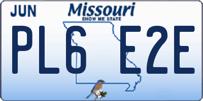 MO license plate PL6E2E